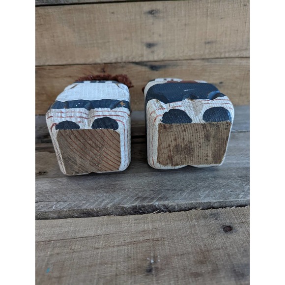 Vintage Set of two Wooden Block Primitive Folk Art Rag Dolls - Picture 5 of 10